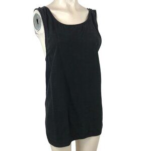 10 TREE- WOMEN'S XL - BLACK SLEEVELESS ROUND NECK OPEN WRAPS BACK TENCEL TOP